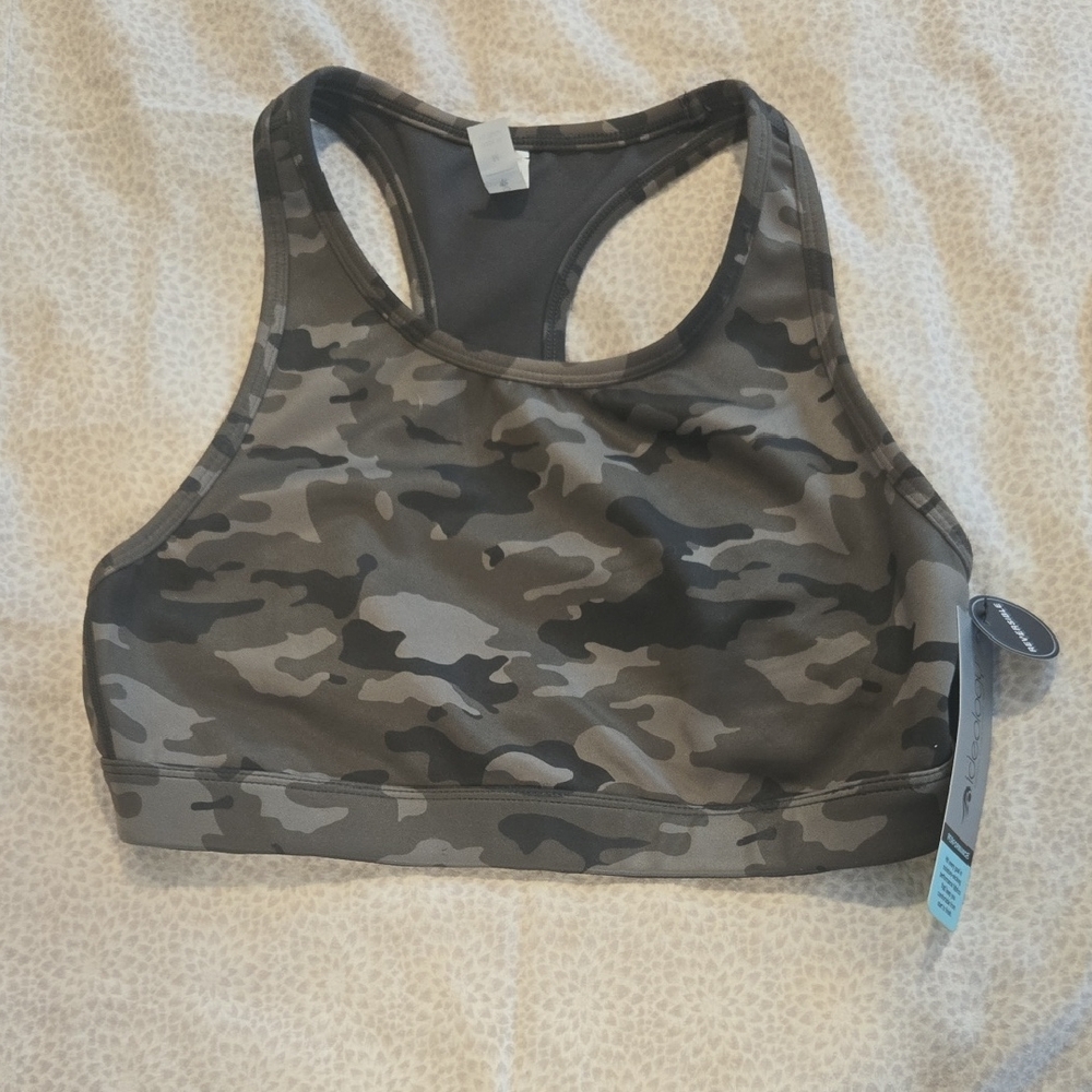 Ideology Gray Camouflage Sports Bra